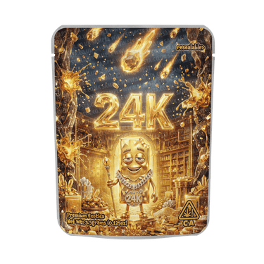 24K Mylar Pouches Pre - Labeled - 3.5g (1/8oz)