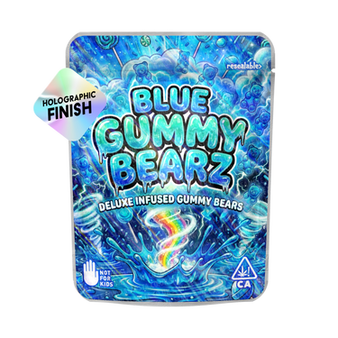 Blue Gummy Bearz Mylar Sticker Packs