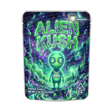 Alien Kush Mylar Pouches Pre - Labeled - 3.5g (1/8oz)