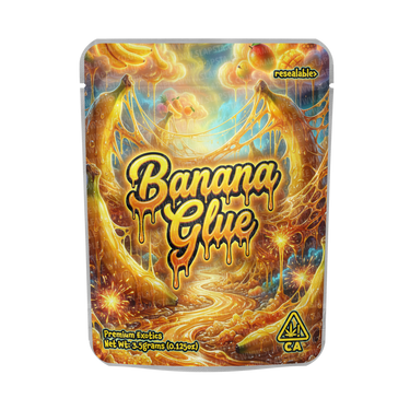 Banana Glue Mylar Pouches Pre - Labeled - 3.5g (1/8oz)