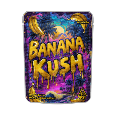 Banana Kush Mylar Pouches Pre - Labeled - 3.5g (1/8oz)
