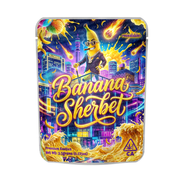 Banana Sherbet Mylar Pouches Pre - Labeled - 3.5g (1/8oz)