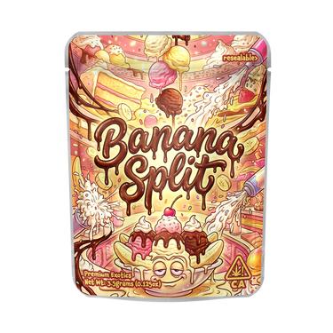 Banana Split Mylar Pouches Pre - Labeled - 3.5g (1/8oz)