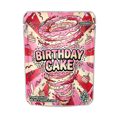 Birthday Cake Mylar Pouches Pre - Labeled - 3.5g (1/8oz)