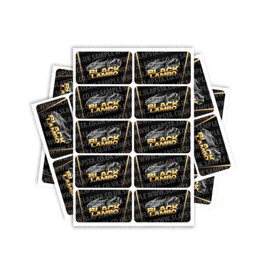 Black Lambo Rectangle / Pre - Roll Labels - Pre - Roll (10.16cm x 6.7cm)