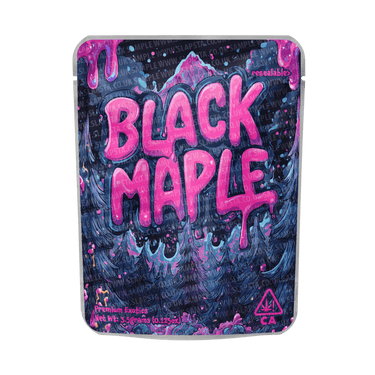 Black Maple Mylar Pouches Pre - Labeled - 3.5g (1/8oz)