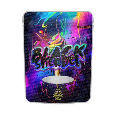 Black Sherbet Mylar Pouches Pre - Labeled - 3.5g (1/8oz)