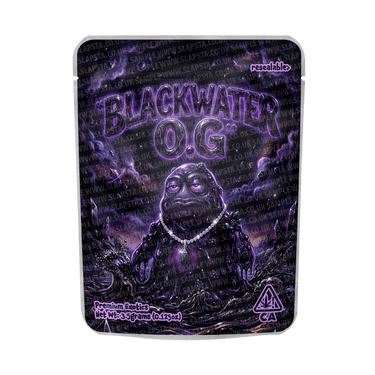 Black Water OG Mylar Pouches Pre - Labeled - 3.5g (1/8oz)