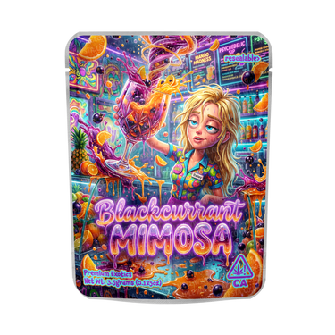 Blackcurrant Mimosa Mylar Pouches Pre - Labeled - 3.5g (1/8oz)