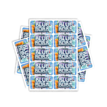 Blue Boba Rectangle / Pre - Roll Labels - Pre - Roll (10.16cm x 6.7cm)
