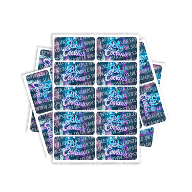 Blue Cookies Rectangle / Pre - Roll Labels - Pre - Roll (10.16cm x 6.7cm)