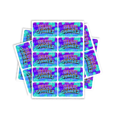 Blue Gumeez Rectangle / Pre - Roll Labels - Pre - Roll (10.16cm x 6.7cm)