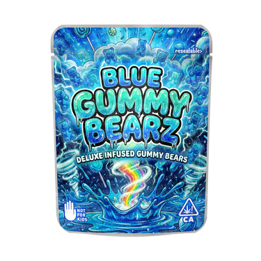 Blue Gummy Bearz Mylar Sticker Packs - 3.5g (1/8oz)