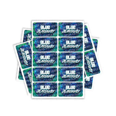 Blue Jealousy Rectangle / Pre - Roll Labels - Pre - Roll (10.16cm x 6.7cm)