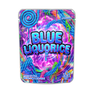 Blue Liquorice Mylar Pouches Pre - Labeled - 3.5g (1/8oz)