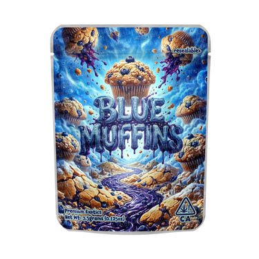 Blue Muffins Mylar Pouches Pre - Labeled - 3.5g (1/8oz)