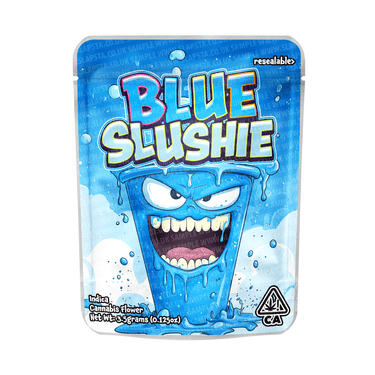 Blue Slushie Mylar Pouches Pre - Labeled - 3.5g (1/8oz)
