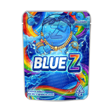 Blue Z Mylar Pouches Pre - Labeled - 3.5g (1/8oz)