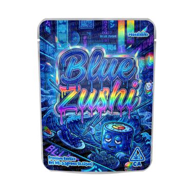 Blue Zushi Mylar Pouches Pre - Labeled - SLAPSTA