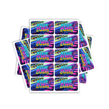 Blue Zushi Rectangle / Pre - Roll Labels - Pre - Roll (10.16cm x 6.7cm)