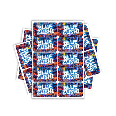 Blue Zushi Rectangle / Pre - Roll Labels - Pre - Roll (10.16cm x 6.7cm)