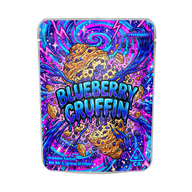 Blueberry Cruffin Mylar Pouches Pre - Labeled - 3.5g (1/8oz)
