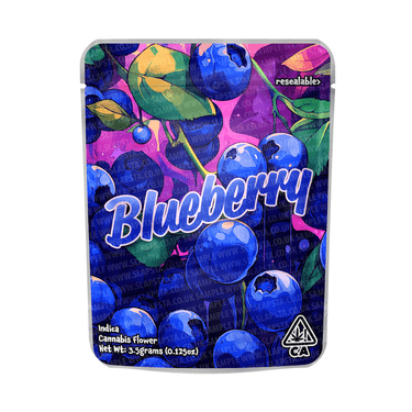 Blueberry Mylar Pouches Pre - Labeled - 3.5g (1/8oz)