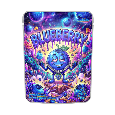 Blueberry Mylar Pouches Pre - Labeled - 3.5g (1/8oz)
