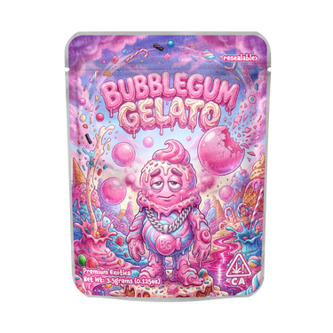 Bubblegum Gelato Mylar Pouches Pre - Labeled - 3.5g (1/8oz)