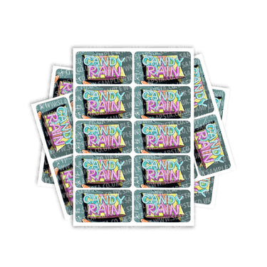 Candy Rain Rectangle / Pre - Roll Labels - Pre - Roll (10.16cm x 6.7cm)