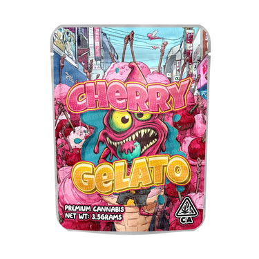 Cherry Gelato Mylar Pouches Pre - Labeled - 3.5g (1/8oz)