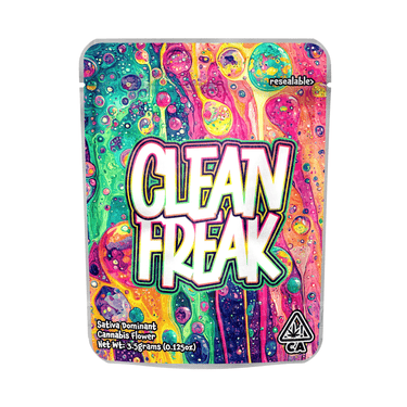 Clean Freak Mylar Pouches Pre - Labeled - 3.5g (1/8oz)
