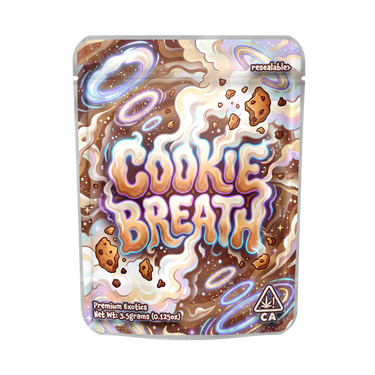 Cookie Breath Mylar Pouches Pre - Labeled - 3.5g (1/8oz)