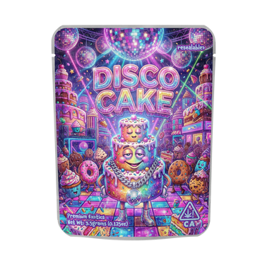 Disco Cake Mylar Pouches Pre - Labeled - 3.5g (1/8oz)