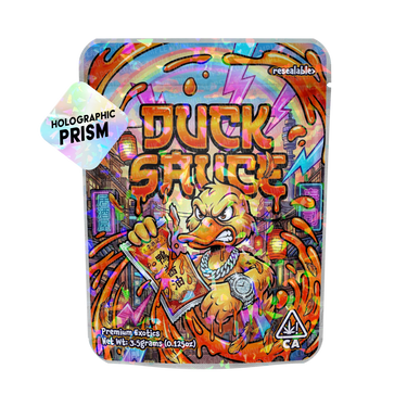Duck Sauce Mylar Sticker Packs - Mylar Strain Bags3.5g (1/8oz)