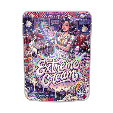 Extreme Cream Mylar Pouches Pre - Labeled - 3.5g (1/8oz)