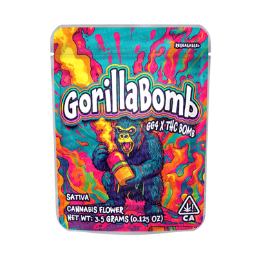 Gorilla Bomb Mylar Pouches Pre - Labeled - 3.5g (1/8oz)
