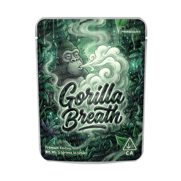 Gorilla Breath Mylar Pouches Pre - Labeled - 3.5g (1/8oz)