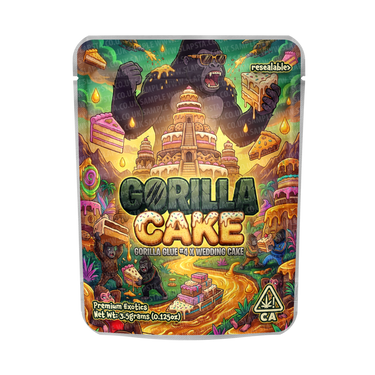 Gorilla Cake Mylar Pouches Pre - Labeled - 3.5g (1/8oz)