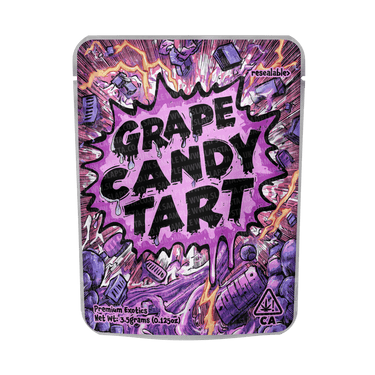 Grape Candy Tart Mylar Pouches Pre - Labeled - 3.5g (1/8oz)