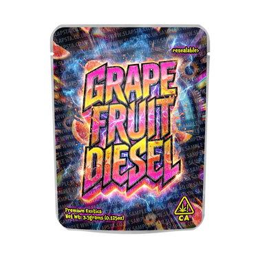 Grapefruit Diesel Mylar Pouches Pre - Labeled - 3.5g (1/8oz)