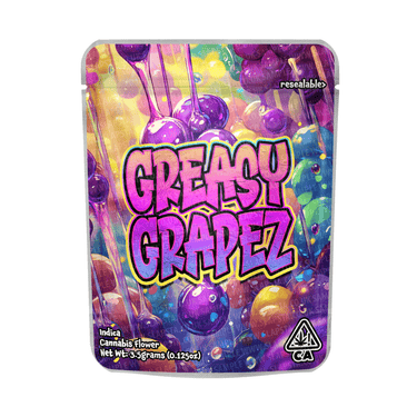 Greasy Grapez Mylar Pouches Pre - Labeled - 3.5g (1/8oz)