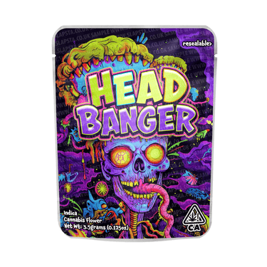Headbanger Mylar Pouches Pre - Labeled - 3.5g (1/8oz)