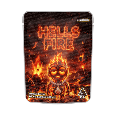 Hells Fire Mylar Pouches Pre - Labeled - 3.5g (1/8oz)