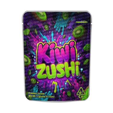 Kiwi Zushi Mylar Pouches Pre - Labeled - 3.5g (1/8oz)