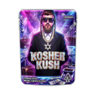 Kosher Kush Mylar Pouches Pre - Labeled - 3.5g (1/8oz)