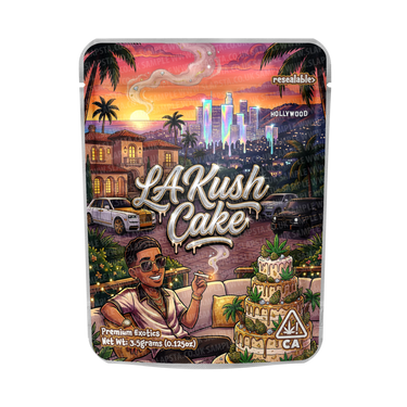 LA Kush Cake Mylar Pouches Pre - Labeled - 3.5g (1/8oz)
