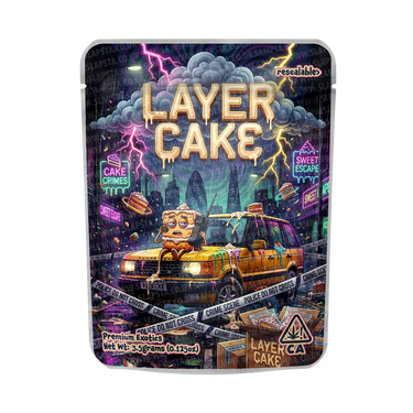 Layer Cake Mylar Pouches Pre - Labeled - 3.5g (1/8oz)