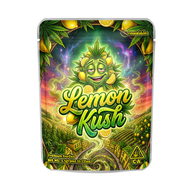 Lemon Kush Mylar Pouches Pre - Labeled - 3.5g (1/8oz)