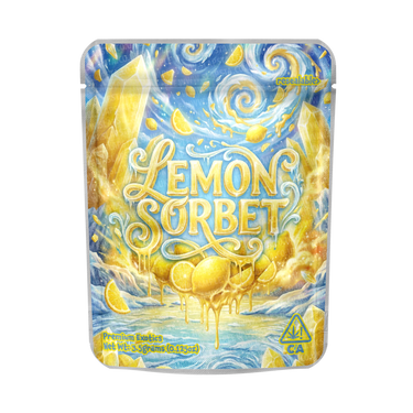 Lemon Sorbet Mylar Pouches Pre - Labeled - 3.5g (1/8oz)